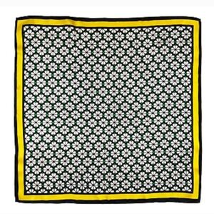 Ava & Aiden Silk Floral Print Bandana Scarf Green, Black, Yellow GORGEOUS